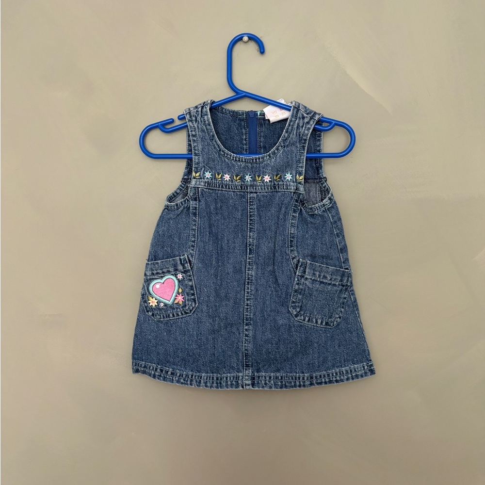 Vintage Sears Blue Denim Dress with Embroidery
